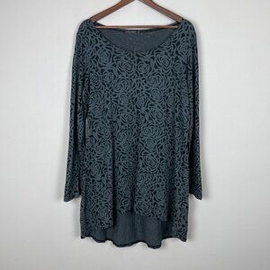 Cut Loose Tunic Top Womens XL Gray Burnout Boho Lagenlook Boho Textured High Low